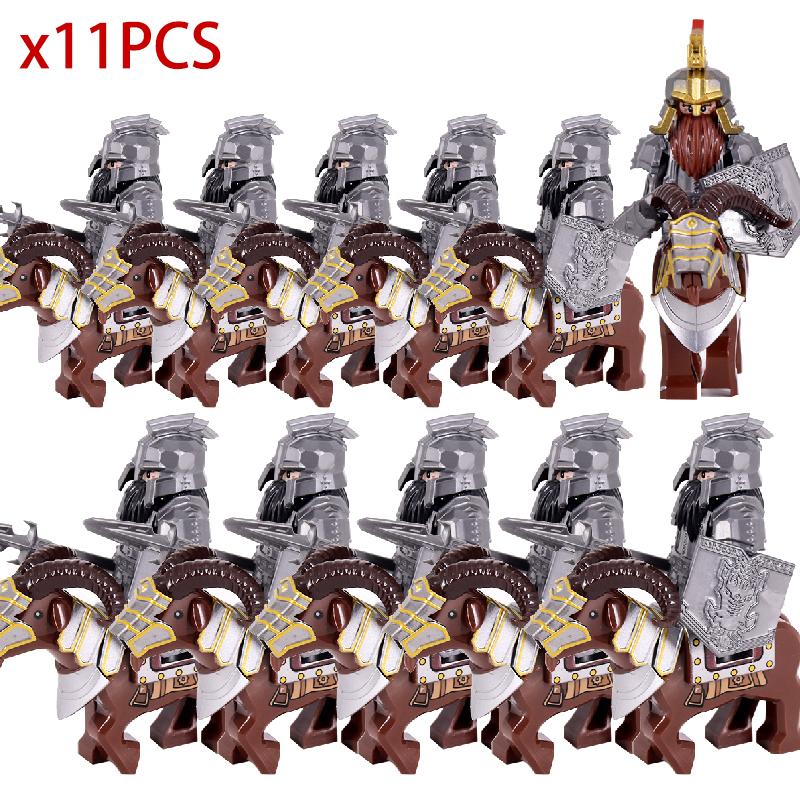 Mittelalterlicher Herr Ritter Zwergenführer Krieger Militärsoldat Figuren Reittier Ziege Schweine & Pferd Figur Baustein Spielzeug für Kinder