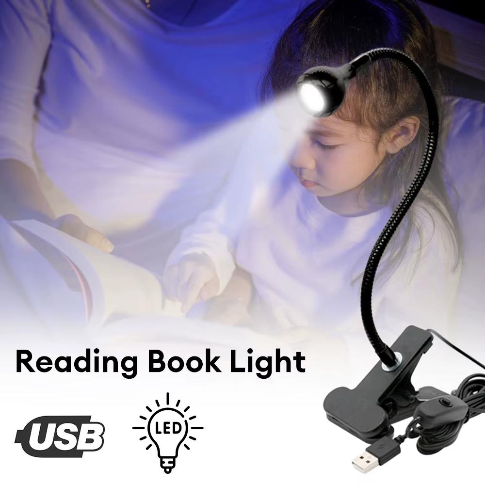 LED Reading Light with Clamp 360° Flexible Adjustable Desk Lamp Gooseneck Book Lamp Eye Protection Reading Book Night Lights