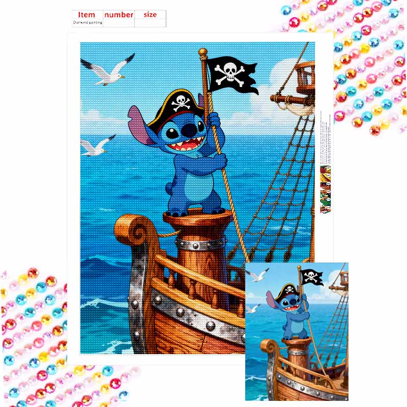 Disney diamond art painting kit Stitch pirate 5D handmade diy diamond painting, home wall decoration