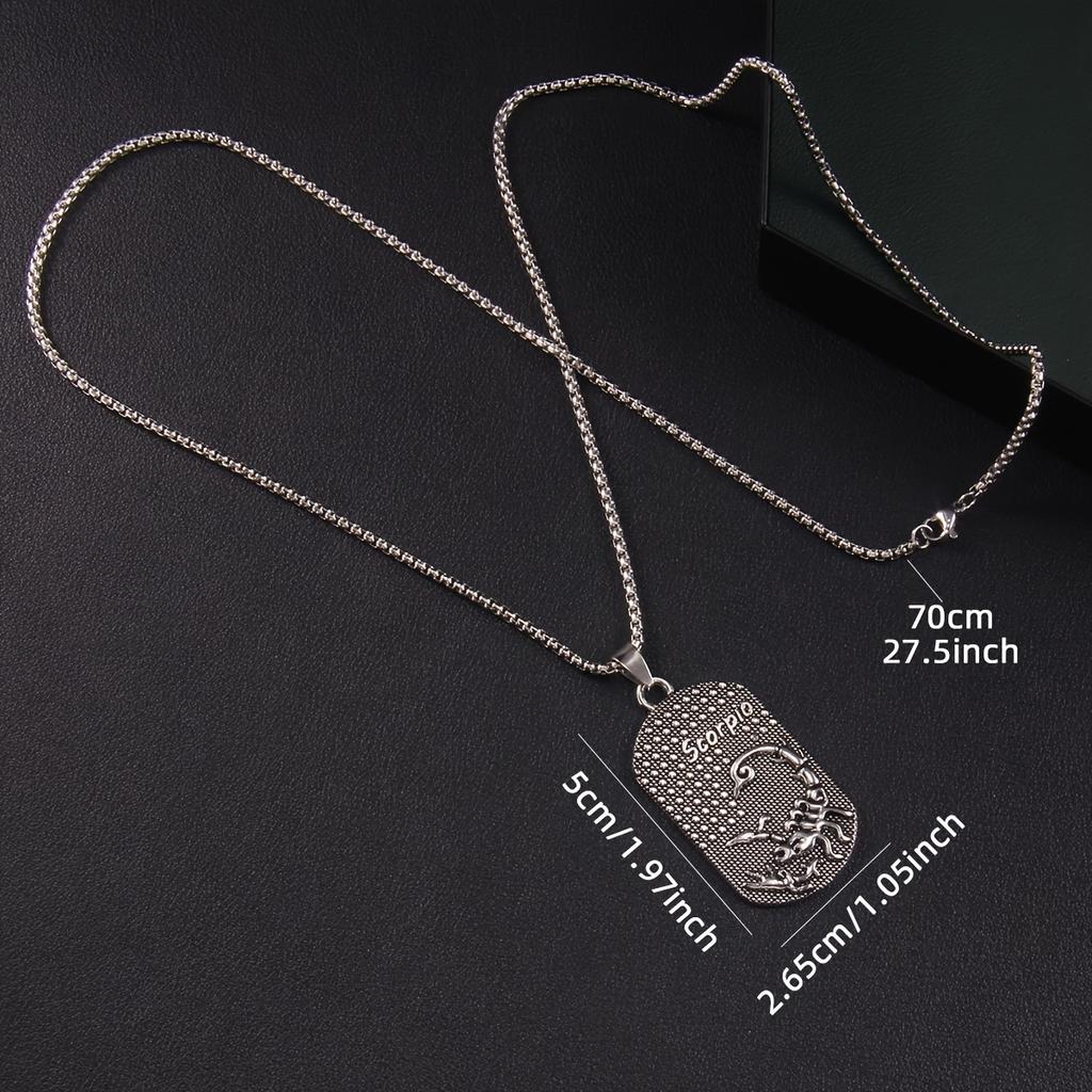 Fashion Twelve Constellations Dog Tag Pendant Necklace, Ladder Symbol Necklace, Street Style Sweater Chain