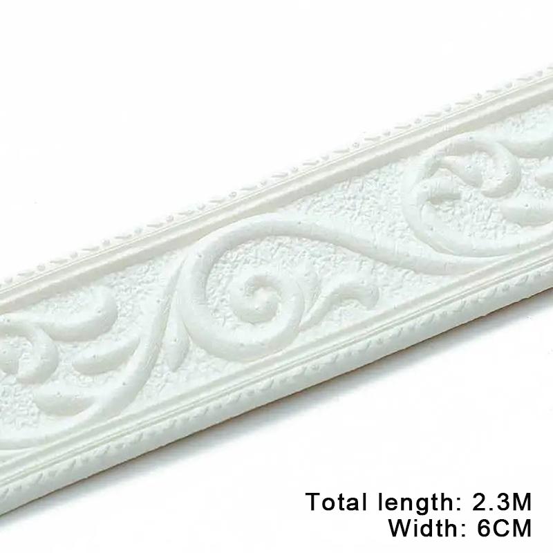 230cm 3D geprägte Schaumstoff Wanddekoration Selbstklebende Rückwandleiste, Dekorative Tapetenbordüre, Sockelleiste Hausdekoration