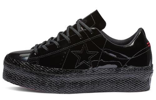 Converse One Star Platform Ox Лакированные Черные Женские 562604c 35
