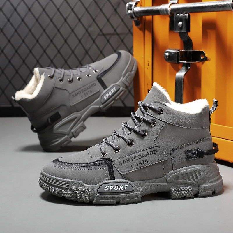 Winter neue Schneestiefel Herren High-Top gefütterte verdickte Baumwollstiefel Britischer Stil vielseitiger Trend Koreanische Version wasserdichte Martin-Stiefel