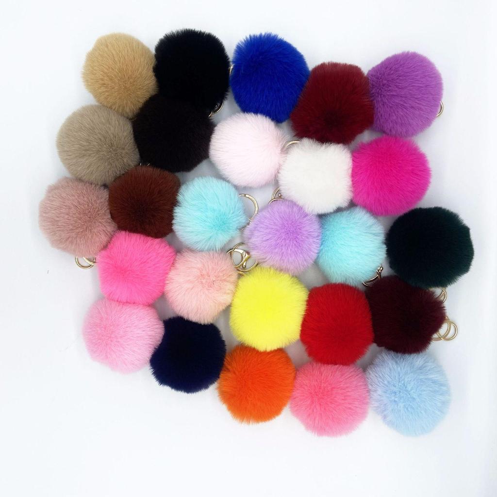 Auf Lager 8cm Kunstkaninchenfell Pompom Schlüsselanhänger - Plüschkugel Anhänger für Taschen und Kleidung