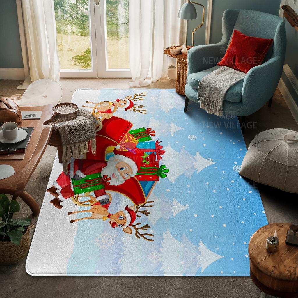 House Entrance Carpet Home Door Mat Living Room Bath Foot Bathroom Non-slip Water Absorption Rugs Bath Merry Christmas Winter