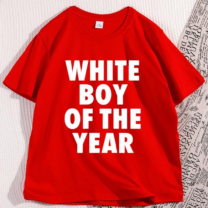 

WHITE BOY OF THE YEAR T Shirt Casual Cotton Short Sleeve Oversized Tshirt Streetwear Classic Loose Tees High Quality Clothing S