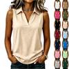 Sleeveless Polo Shirt for Women V Neck Collar Casual Tank Top Soft Fabric Summer Blouse Lightweight Breathable Fit