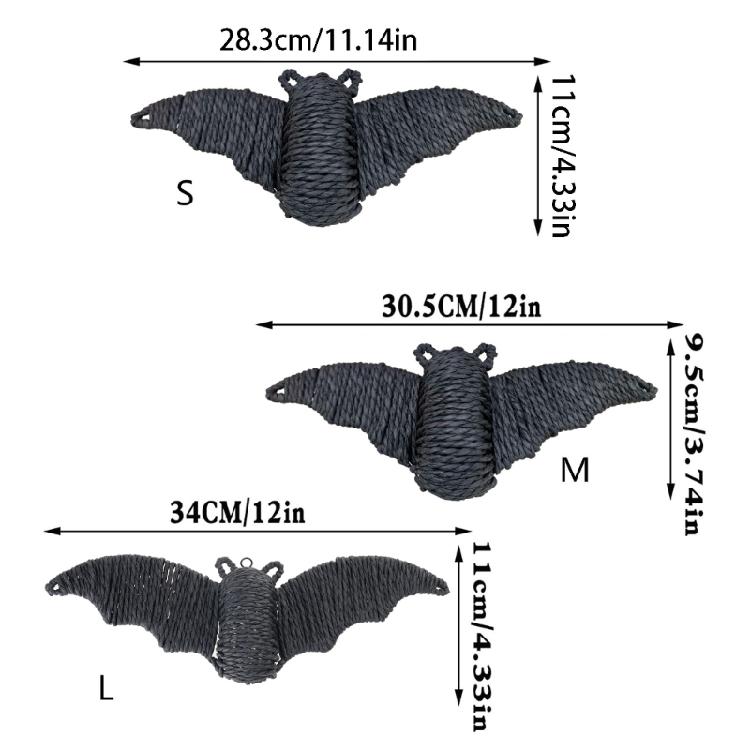 Top Loop Halloween Bat Decors , Straw-Look Seasonal Decoration for Entry Displays, Party Scenes and Fall Room Styling