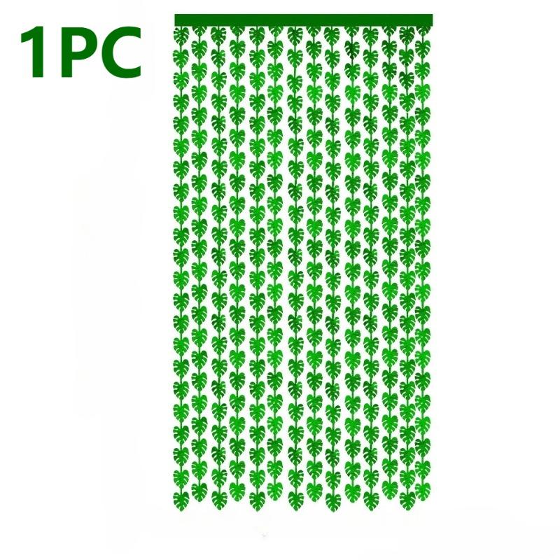 

1/2PCS Green Leaf Rain Curtain Glitter Jungle Leaf Foil Fringe Curtain Safari Christmas Birthday Party Decorations Supplies