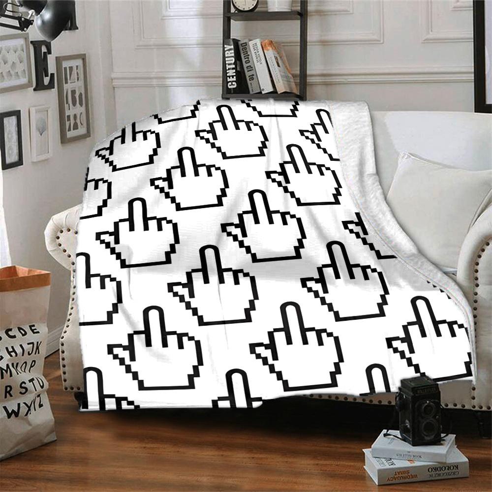 1pc Middle Finger, Pixel Art Blanket Warm, Cozy, And Soft, Suitable for Sofas, Beds, Cars, And Office Use.Perfect for Camping And Travel, Making It a