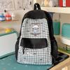 Schoolbag new middle school student schoolbag women's lightweight high-value ins sweet plaid contrasting color splicing backpack backpack