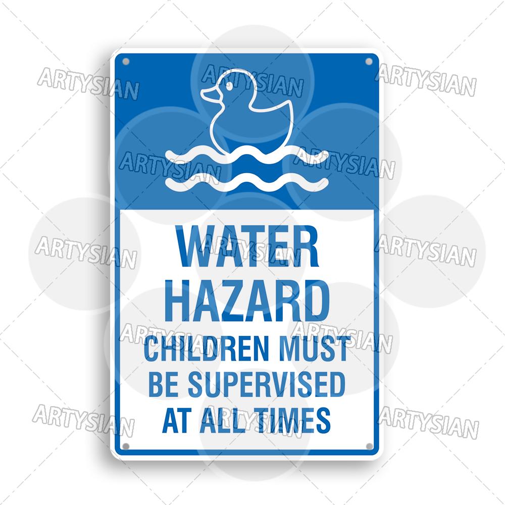 Mfoever Watergevaar Waarschuwing Metalen Bord Zwembad Veiligheidspbord Niet Duiken Ondiep Water Niet Zwemmen Waarschuwing Gladdig Voorzichtigheid Attent