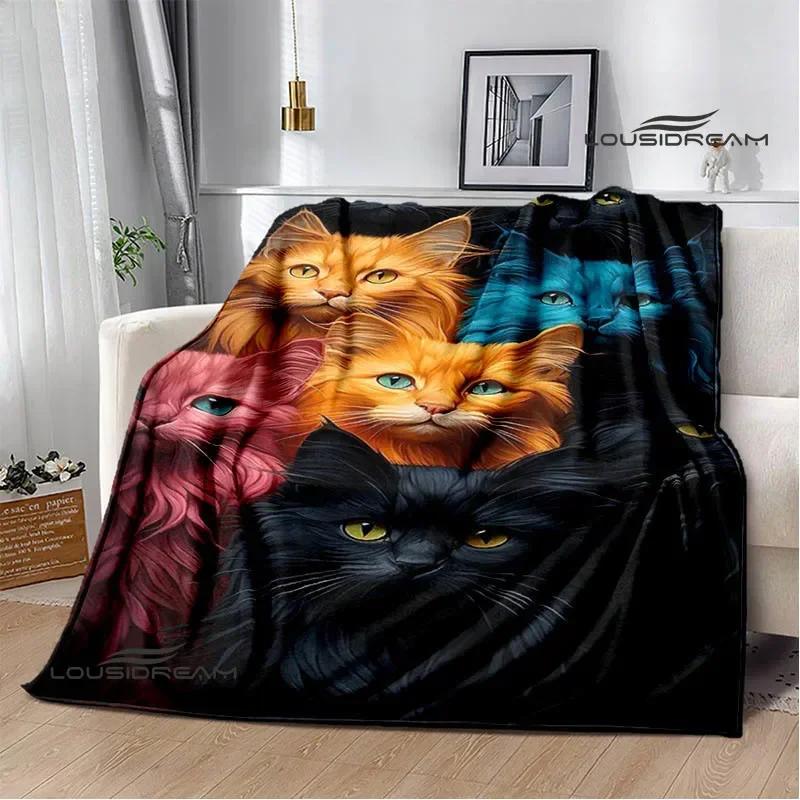 3D Cute Cat Printed Blanket Flannel Warm Blankets Soft and Comfortable Blanket Bed Linings Cubre Cama Birthday Gift