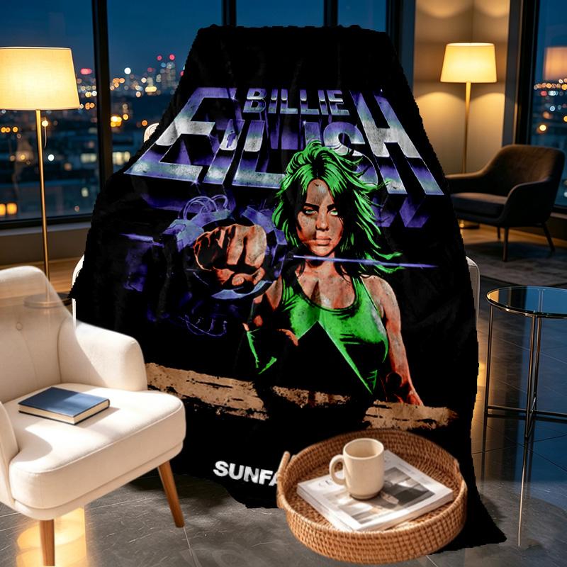 Billie Eilish Print Blanket - Soft & Comfortable, for Bedroom, Travel, Sofa, Home Decoration - Birthday Christmas Gift for Friend