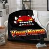 1pc Geometry Dash Blanket with Custom Name, Gift, for Men and Women, Soft Blanket, Good for Sofa Bed Couch Travel, Lightweight Flannel Blanket