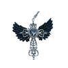 Faux Zirconia Pendant Necklace Gothic Wings Heart Shaped Necklace  Valentine's Day Gift