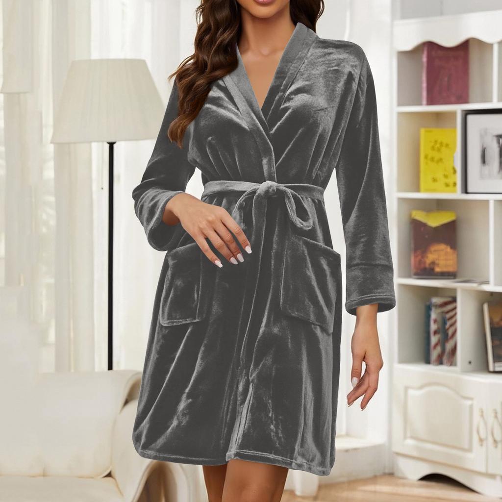 Women's Fleece Dressing Gown Women's Bathrobe Lightweight House Coat Bathrobe Plush