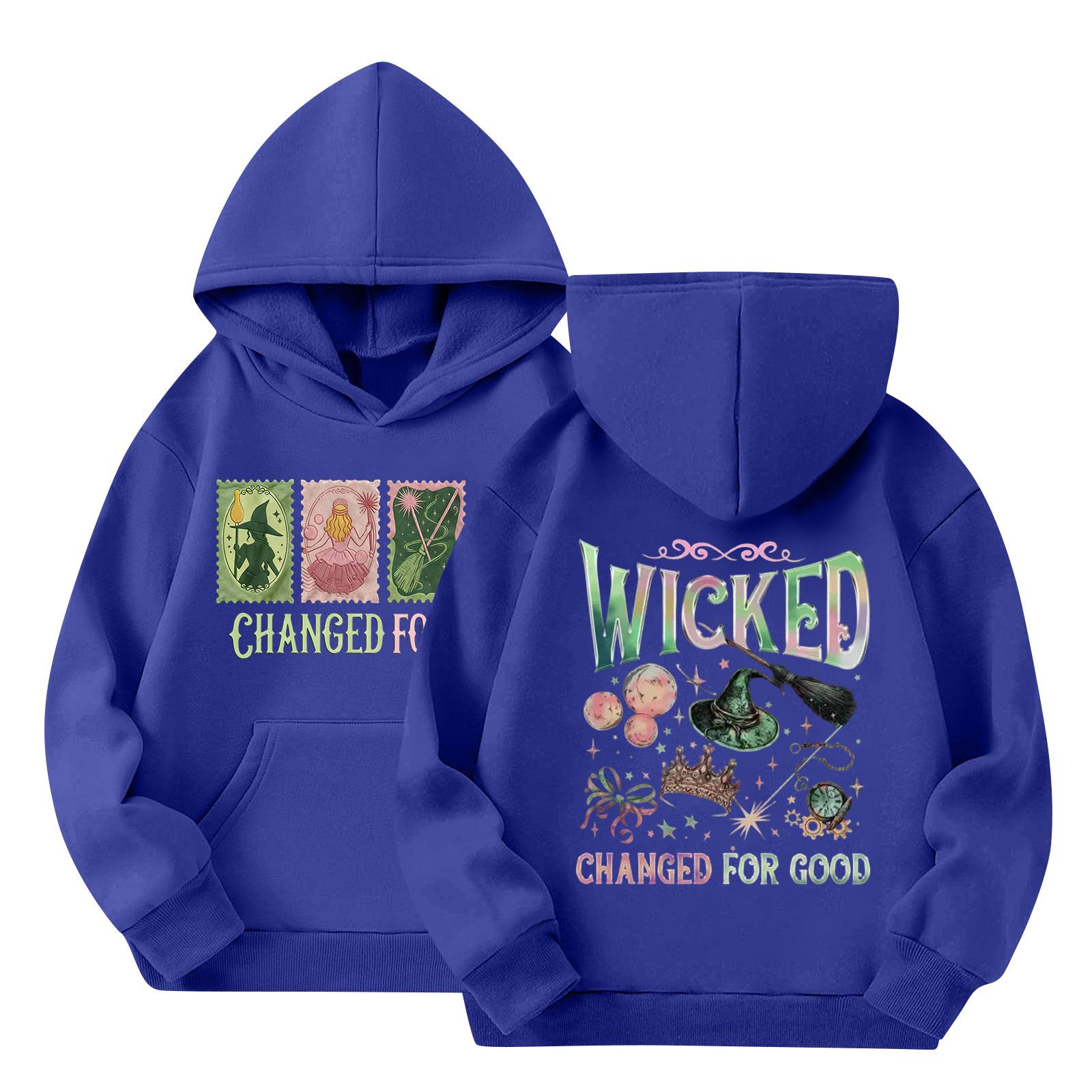 

Kids Hooded Pullover Trendy Long-Sleeved Witch Sweatshirt 160 синій