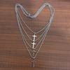 Unisex Stainless Steel Cross Pendant Necklace - Fade-Resistant Simple Square Pearl Chain