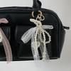 Elegant Lace Bows Keychain With Faux Pearls Detail For Women Girls Fashionable Bag Accessory Gift Alloy Keyring