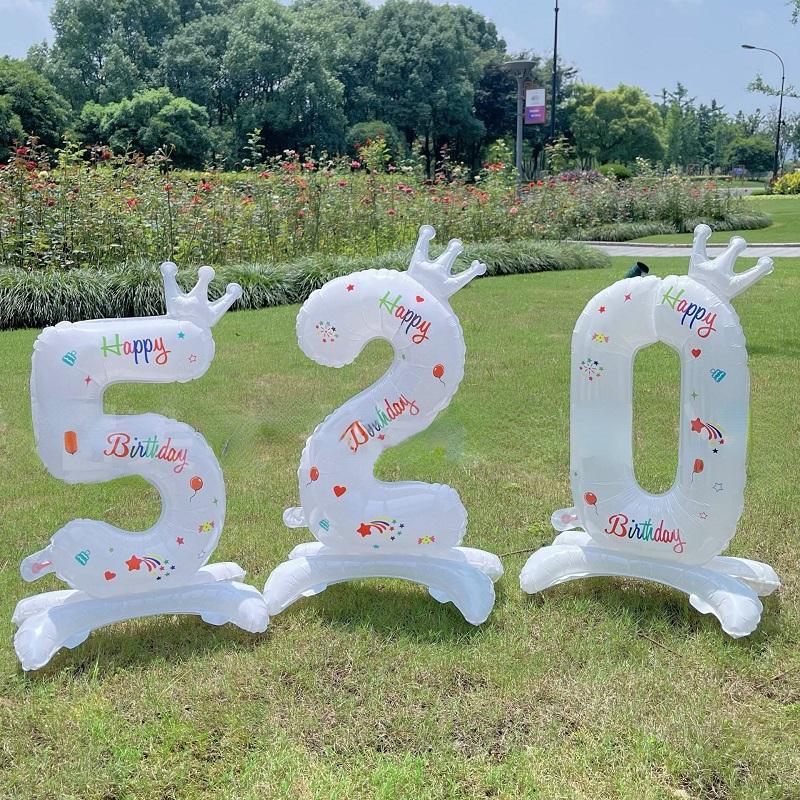 32 Inch Standing White Number Balloons Birthday Decoration Balloons Kids Birthday First Party Girl Banquet Shower Baby Decor 