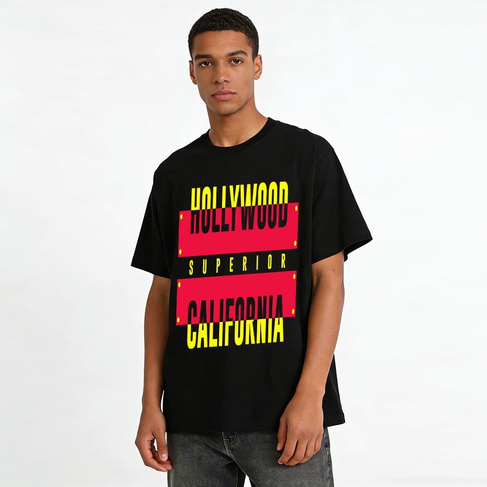 California Hollywood Graphic Print Casual Tee Pure Cotton T-shirt