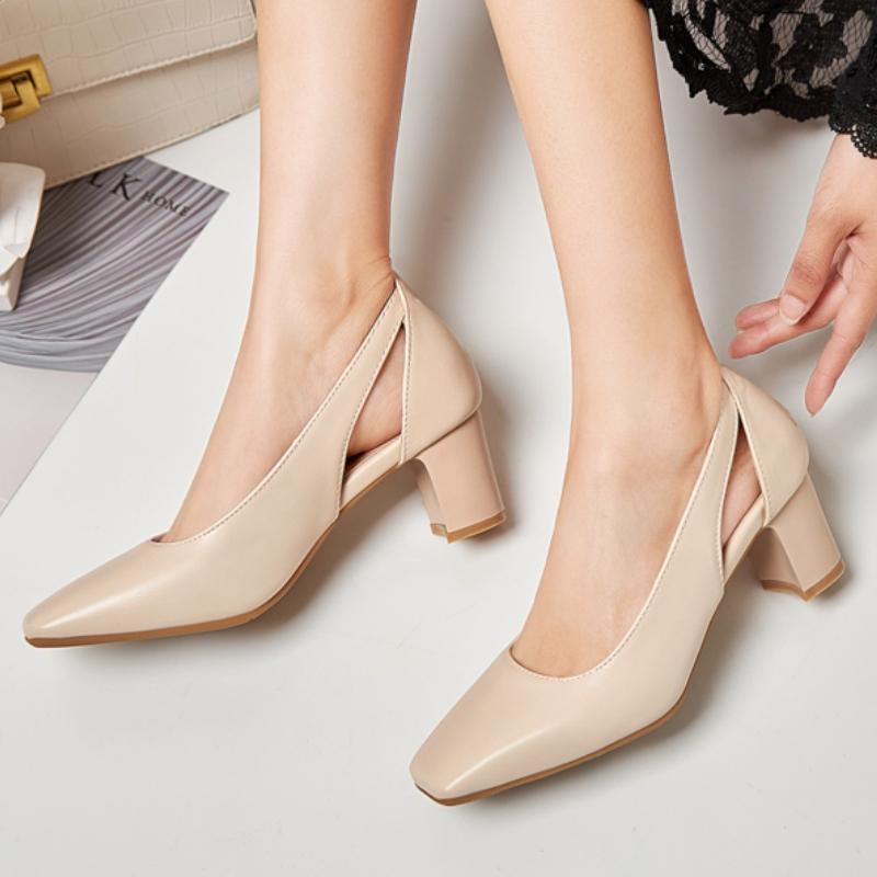 Κομψά Γυναικεία Παπούτσια Ψηλοτάκουνα 2025 Μόδα Τετράγωνο Τακούνι Μαύρο Γυμνό Λευκό Τακούνι Πάρτι Γάμος Γραφείου Παπούτσια Γυναικεία Pumps Φορέματος