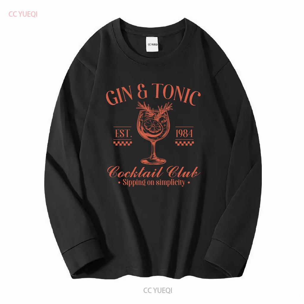 Gin Tonic Social Club Cocktail T Shirt Travel Drinking Girls Trip Lover Bartender Long or Short Sleeves Vintage Washed