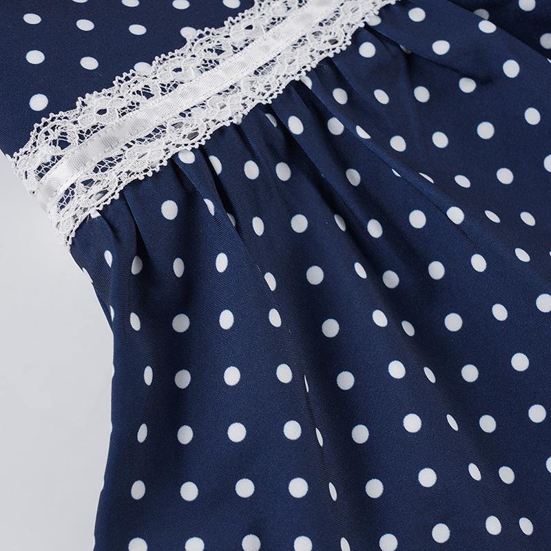Retro Polka Dot Bow Lace Trim A-line Skirt - Summer Slimming Style