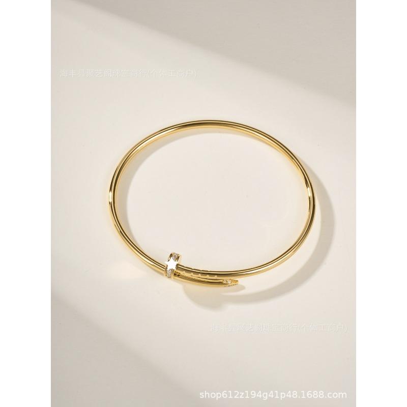 

V Золотой Бриллиантовая Голова и Хвост Гвоздь Пружинный Браслет Женский Seiko ЧПУ Полая Трубка Тонкий Гвоздь Браслет Оригинальный Дизайн Браслет