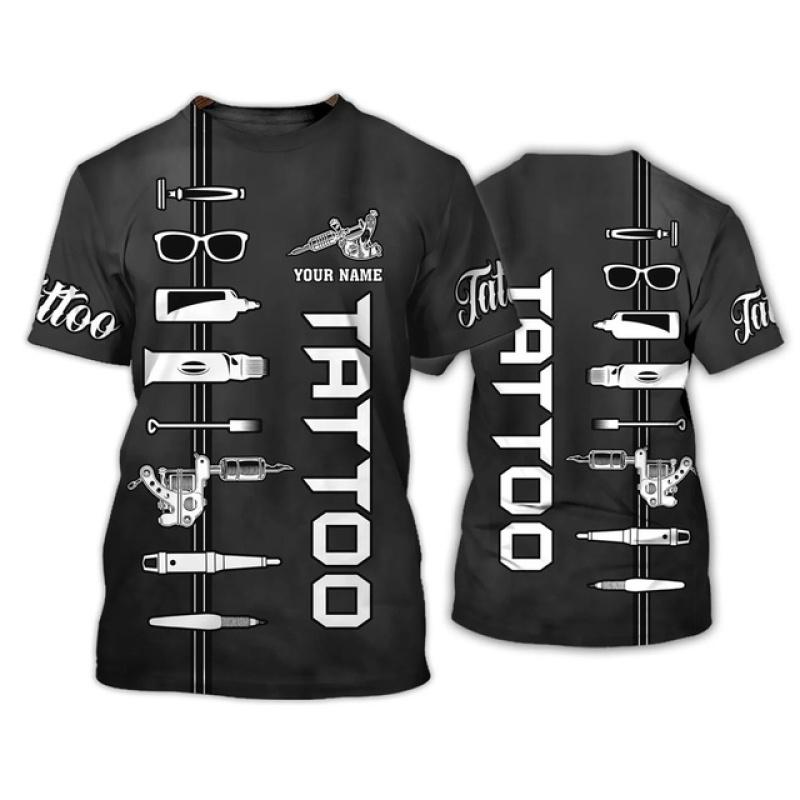 T-shirt Pour Homme Drôle Tatouage Harajuku Streetwear Loisirs Col O Oversize Manches Courtes Hauts Tendance Mode Nom Impression Personnalisée T-shirts