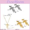 Butterfly Bow Necklace Earrings Set With Gold Plated Stainless Steel For Fashion Elegant Women