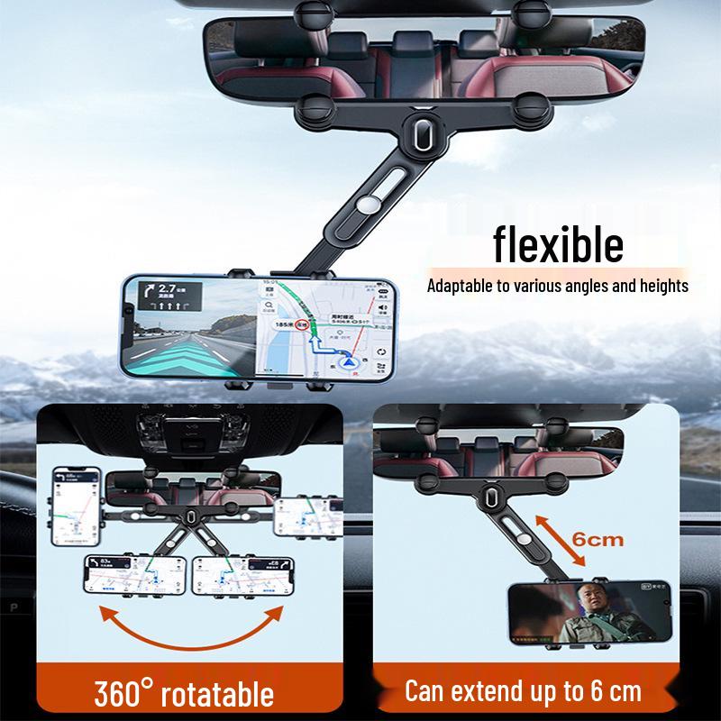 Multi-Functional Anti-Shake Car Rearview Mirror Phone Holder and Navigation Mount