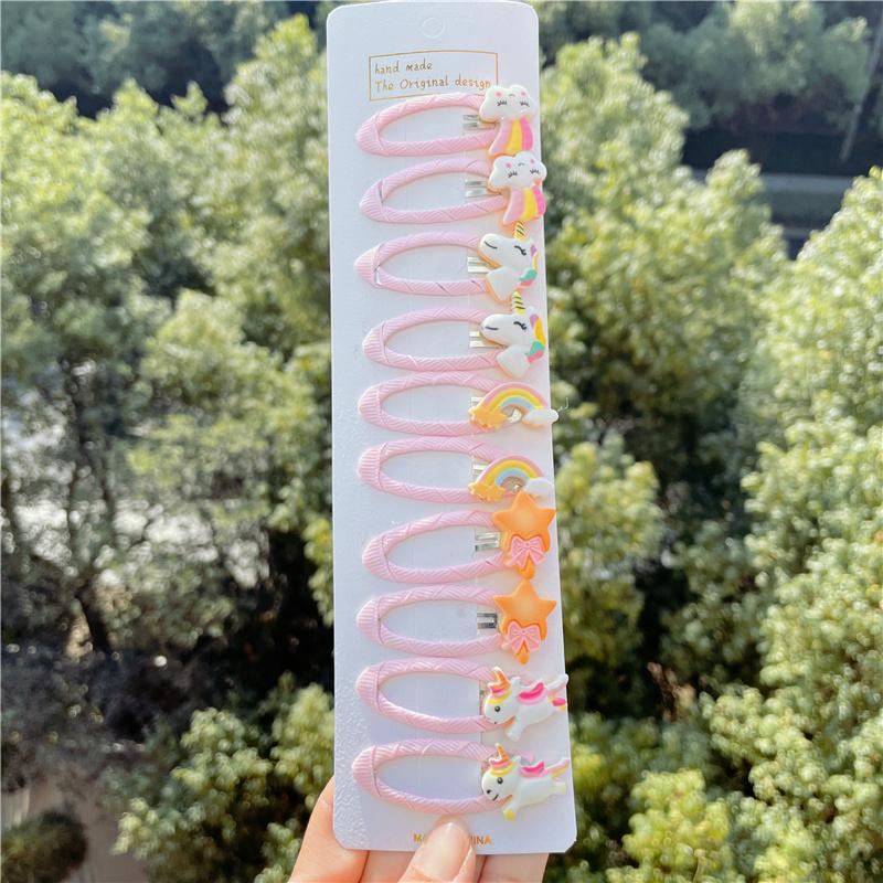2021 Cute 10 Pcs/set Cartoon Hair Clips for Baby Girl Hairclip Flower Fruit Hair Pins Kids Hair Accessories Gift