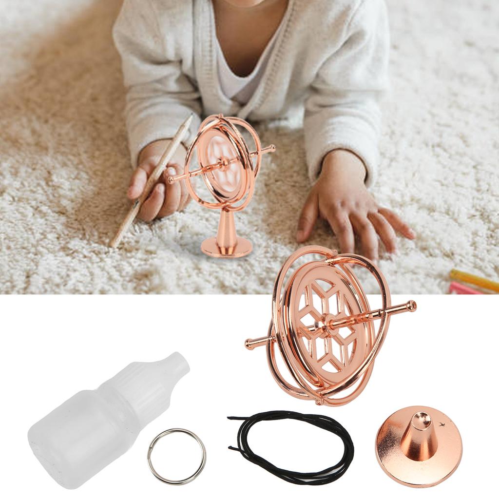 Metal Gyroscope Bracket Gyroscope Decompression Toy Mini Balance Spinning Top Artifact Rose Gold