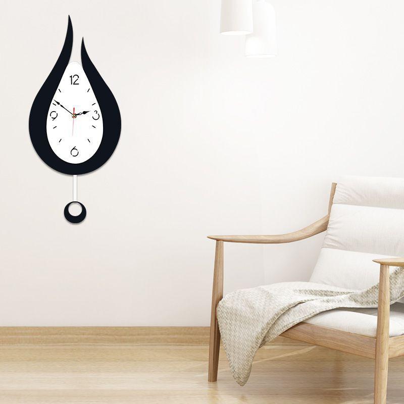 Cartoon Water Drop Swinging Wall Clock Living Room Creative Clock Fashion European Silent Quartz Clock
