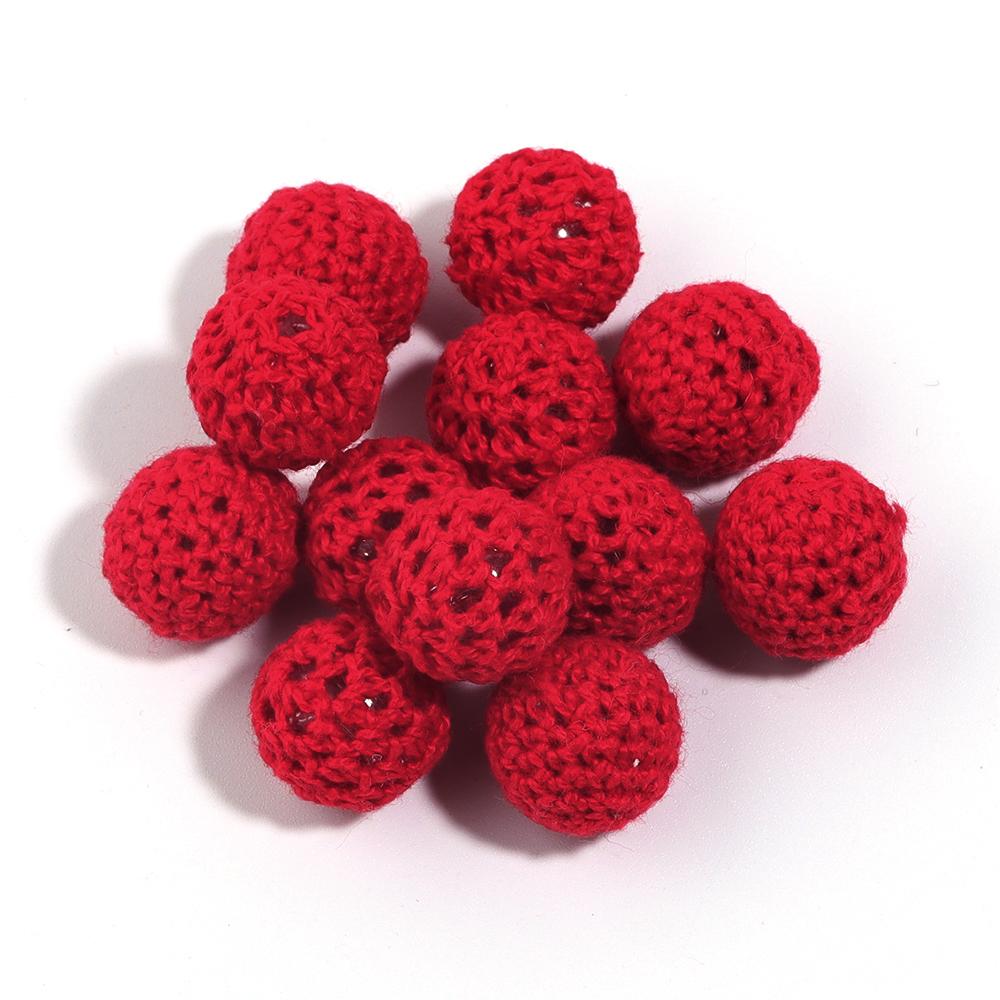 10pcs 14/20mm Acrylic Crochet Beads Colorful Round Knitting Wool Ball Beads For Jewelry Making DIY Necklace Bracelets KeyChain