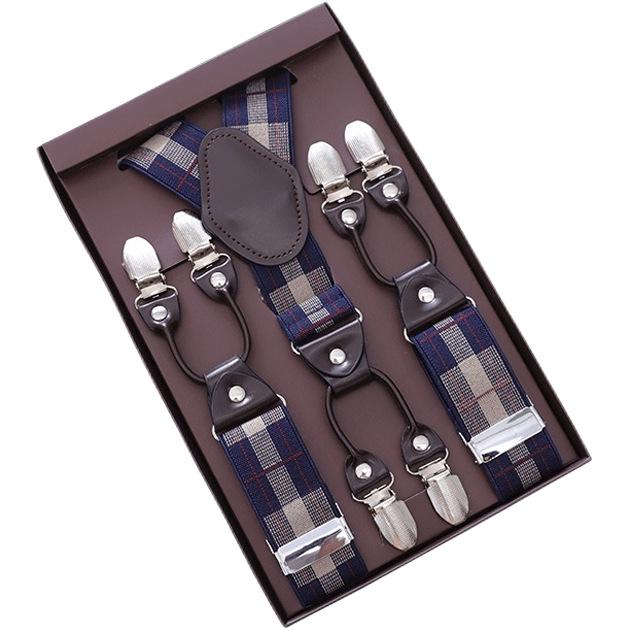 6 Clips Men'S Suspender Belt, Strap Thickened Elastic Belt, High-Quality Hardware Accessories