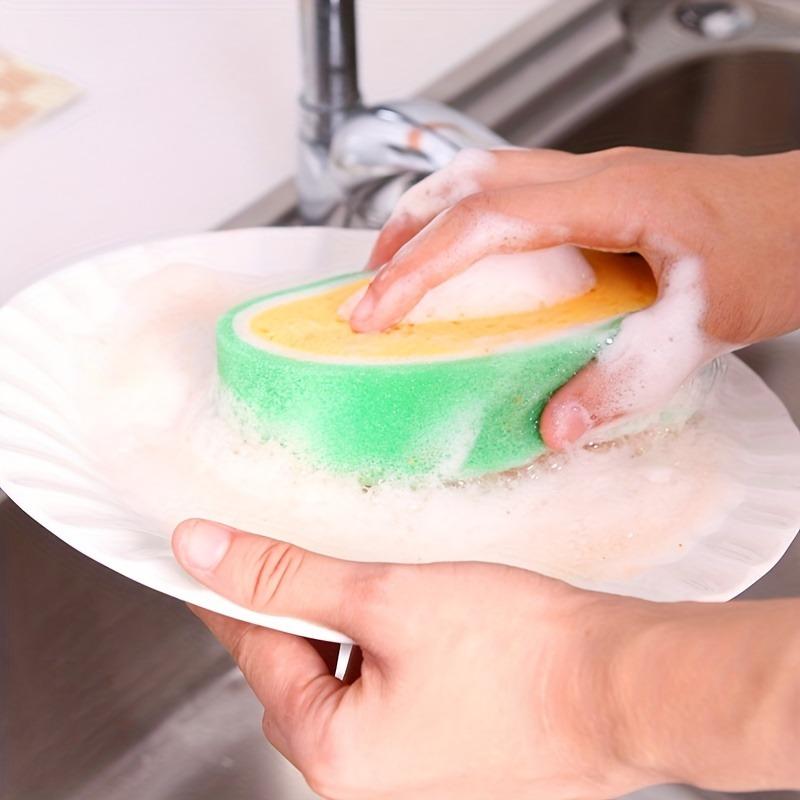 4pcs Fruit Pattern Thickened Sponge Scouring Pad, Multi-Functional Cleaning Dishwashing Sponges