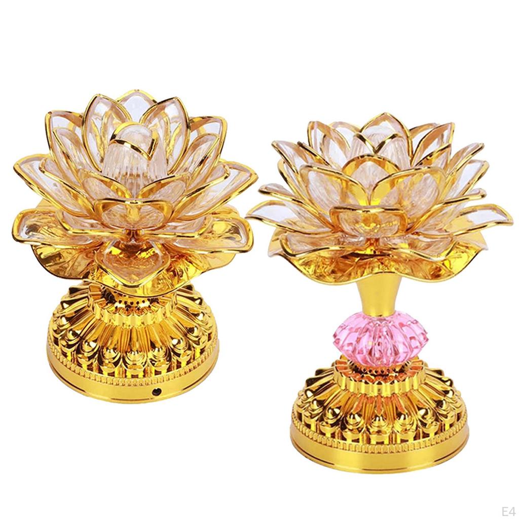 LED Lotus Buddhist Lights Color Changing Buddha Lamps Battery Operated Lamp Worship