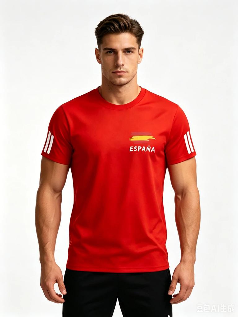 2026 Nuova Maglia da Tifoso Tema Nazionale Spagna Asciugatura Rapida Sportiva Casual Top T-shirt per Uomo