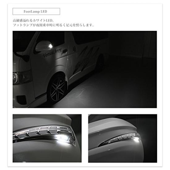 HIACE 200 Series LED Flowing Turn Signal Door Mirror 070 White Pearl Optional Blue LED Lens, Finish,