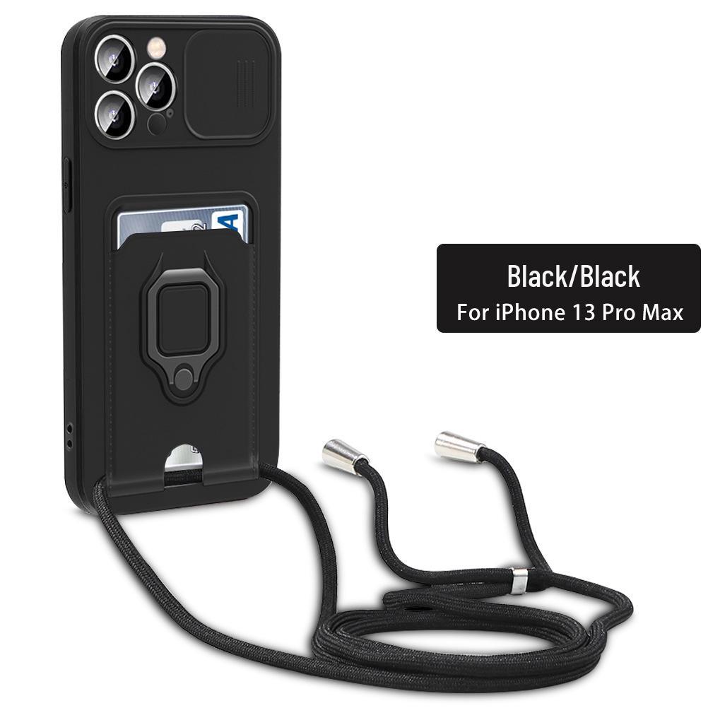 Suitable for Infinix Note 40 Pro, HOT 50, POVA 6 - Push-Window Card Slot Phone Case with Lanyard Holder.