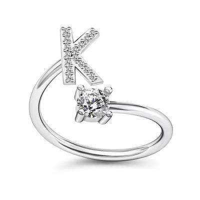 Zirkon Anfangsbuchstabe A-Z Buchstabenringe für Frauen Mädchen Verstellbarer offener Ring Name Alphabet Weiblich Hochzeit Modeschmuck Geschenk