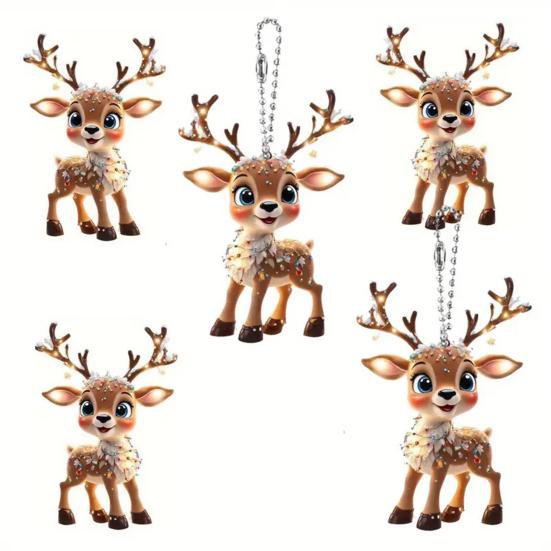10 Sets Christmas Party Favors Cute Deer Acrylic Hanging Ornaments with Thank You Tags And Gift Bags Christmas Souvenirs Gifts for Party Decor