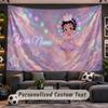 Betty Boop Personalized Tapestry Support Custom Name, Wall Art Home Decoration