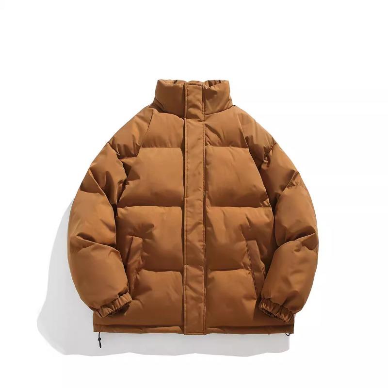 2023 new minimalist style solid color stand-up neck cotton-padded clothes for men's winter new Korean version trendy loose warm cotton clothes casual