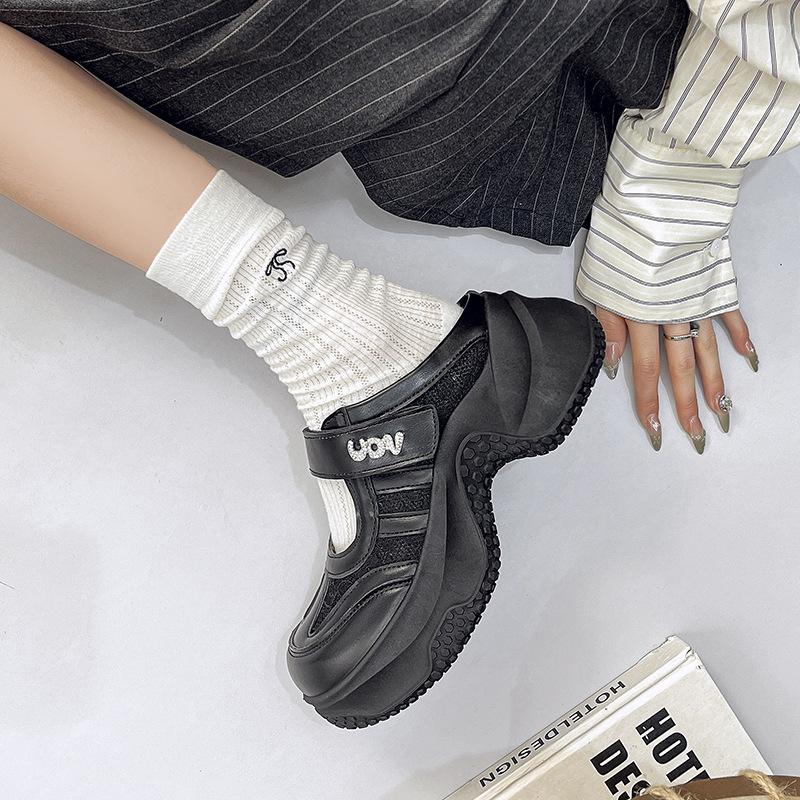 Hot air platform dad shoes women's shoes spring new Velcro heightening casual shoes shallow platform sandals