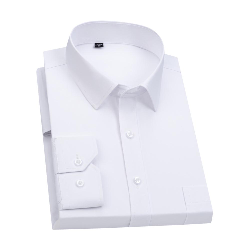 Men's Slim Fit Long Sleeve White Shirt - Autumn Style Business Casual