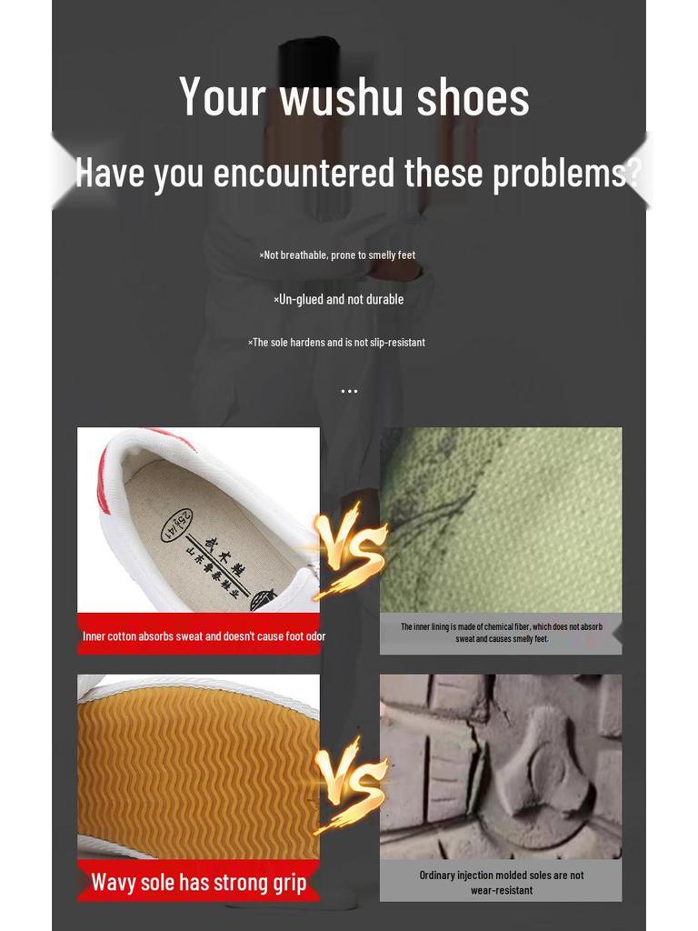 Lutai Breathable Canvas Wushu Training Shoes - Wear-resistant, Soft Sole Tai Chi Track Sneakers